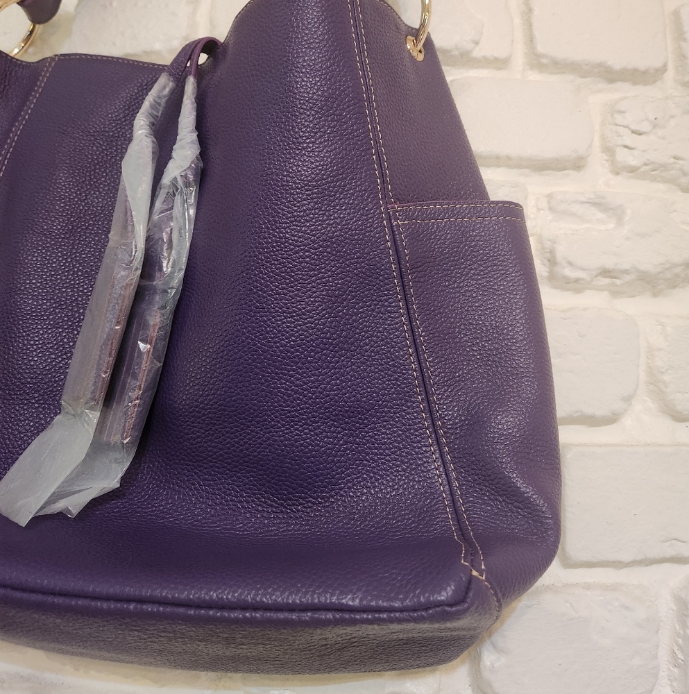 Laggo NWOT Large Purple Leather Julia Shoulder Hobo Purse - Picture 2 of 13